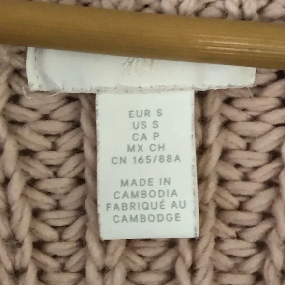 H&M Dusty Rose Chunky Knit V-Neck Button Cardigan - Picture 5 of 7